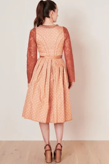 KRÜGER COLLECTION Midi Dirndl ocker Paisleymuster Rixa