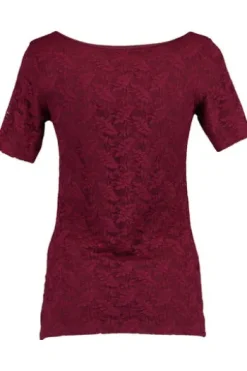 Krüger Dirndl Trachten-T-Shirt Servus & Grias Di weinrot