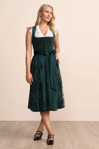KRÜGER MADL Midi Dirndl dunkelgrün Lovira (70 cm)