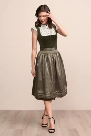 KRÜGER MADL Midi Dirndl dunkelgrün Aurela (70 cm)