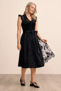 KRÜGER MADL Midi Dirndl schwarz Lovira (70 cm)