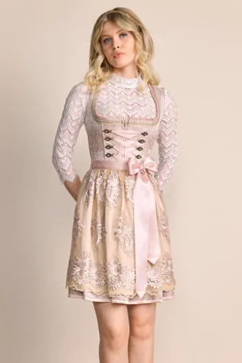 KRÜGER MADL Mini Dirndl apricot geblümt 419365