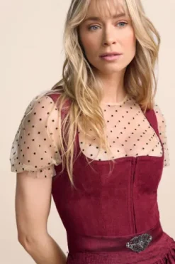 KRÜGER MADL MIni Dirndl bordeaux Evi 50er Rocklänge