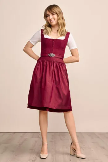 KRÜGER MADL MIni Dirndl bordeaux Evi 60er Rocklänge