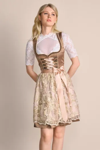 KRÜGER MADL Mini Dirndl kupfer Blumenmuster Josina