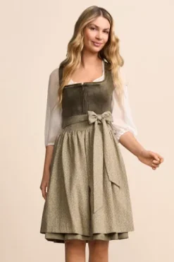 KRÜGER MADL Mini Dirndl oliv Lindsay (70 cm)