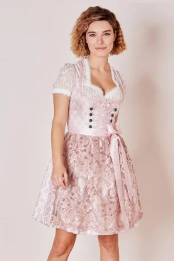 KRÜGER MADL Mini Dirndl rosa geblümt Lia