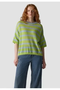 LECOMTE Pullover limette gestreift 3/4-Arm