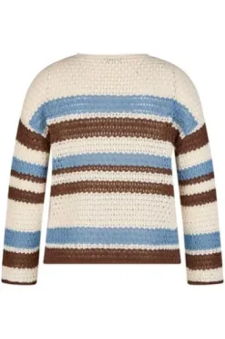 LECOMTE Pullover macadamia gestreift