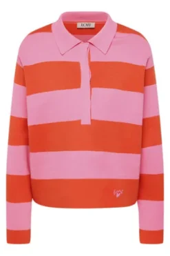 LECOMTE Pullover rosa gestreift