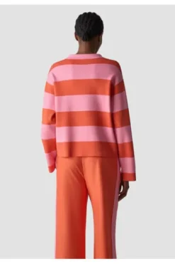 LECOMTE Pullover rosa gestreift