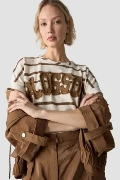 LECOMTE Shirt nougat gestreift