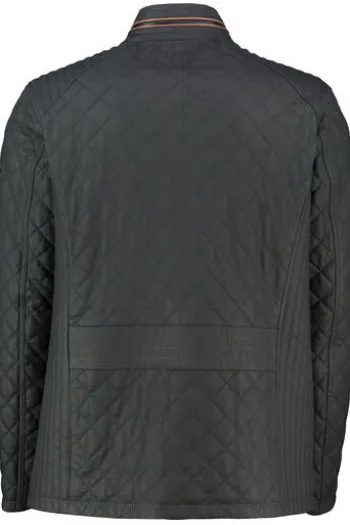 Leder Steppjacke navy