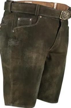 MADDOX Leder Shorts Hochkaltern braun