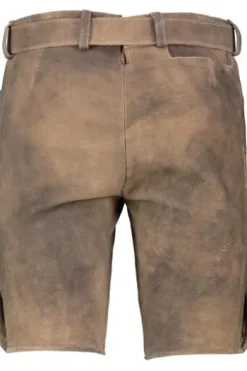 MADDOX Leder Shorts Silbersee blei einfarbig
