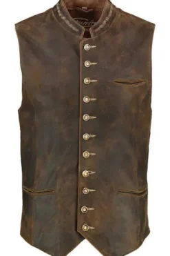 MADDOX Leder Weste Westsee braun