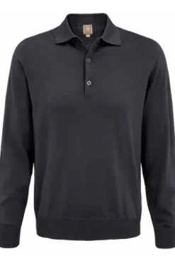 MAERZ Polo-Pullover anthrazit aus Merinowolle