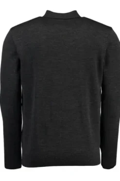 MAERZ Polo-Pullover anthrazit aus Merinowolle