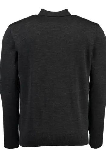MAERZ Polo-Pullover anthrazit aus Merinowolle