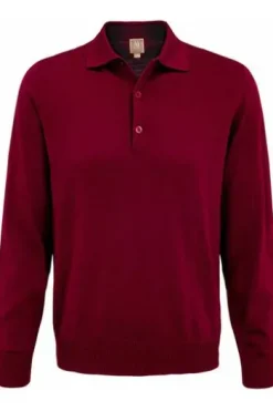 MAERZ Polo-Pullover bordeaux aus Merinowolle