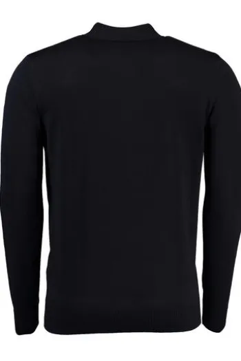 MAERZ Polo-Pullover marine aus Merinowolle