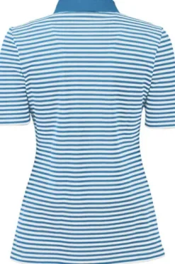 MAERZ Polo-Shirt hellblau gestreift in Pique-Qualität