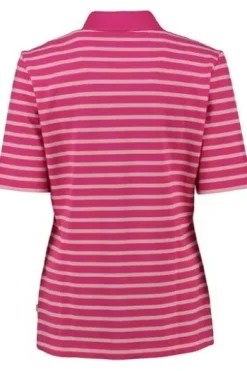 MAERZ Polo-Shirt pink gestreift in Piqué-Qualität