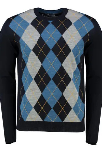 MAERZ Pullover blau gemustert Argyle-Muster