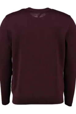 MAERZ Pullover bordeaux gemustert aus Merinowolle