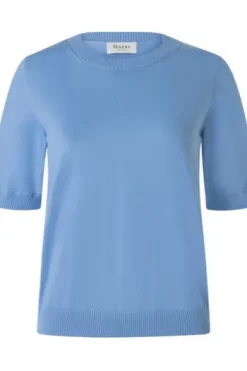 MAERZ Pullover endless sky- hellblau Kurzarm in Organic-Baumwoll-Qualität