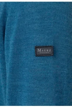 MAERZ Rundhals Pullover blau extra feine Merinowolle
