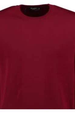 MAERZ Rundhals Pullover bordeaux extra feine Merinowolle