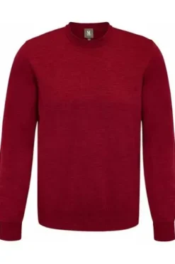MAERZ Rundhals Pullover bordeaux extra feine Merinowolle