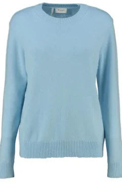 MAERZ Rundhals-Pullover hellblau aus hochwertiger Merinowolle