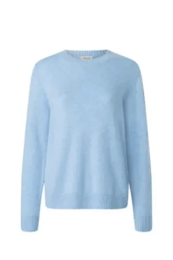 MAERZ Rundhals-Pullover hellblau aus hochwertiger Merinowolle