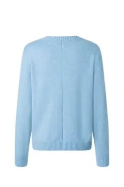 MAERZ Rundhals-Pullover hellblau aus hochwertiger Merinowolle