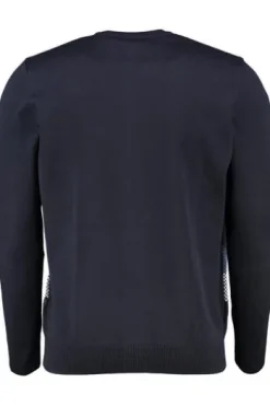 MAERZ Rundhals Pullover navy gemustert