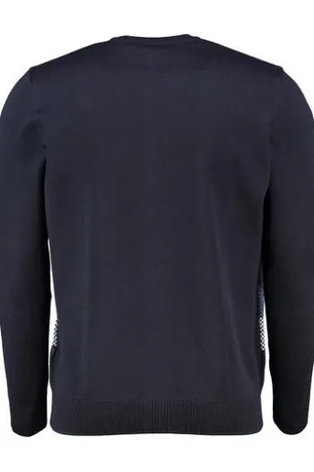MAERZ Rundhals Pullover navy gemustert