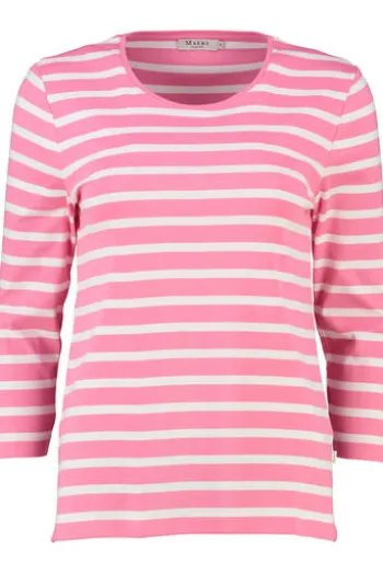 MAERZ Shirt chateau rose gestreift in softer Baumwoll-Mixqualität