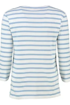 MAERZ Shirt endless sky- hellblau gestreift in softer Baumwoll-Mixqualität