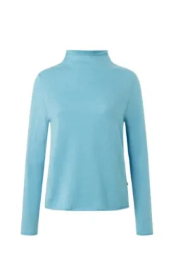 MAERZ Stehbund-Pullover hellblau aus hochwertiger Merinowolle