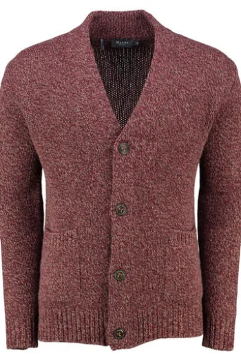 MAERZ Strickjacke bordeaux meliert in melierter Strickoptik