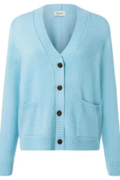MAERZ Strickjacke hellblau aus hochwertiger Merinowolle