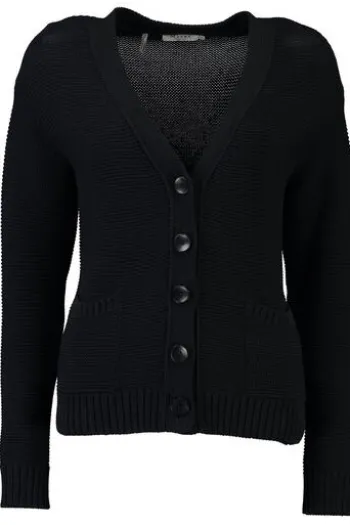 MAERZ Strickjacke marine im Soft-Cotton Linksstrick