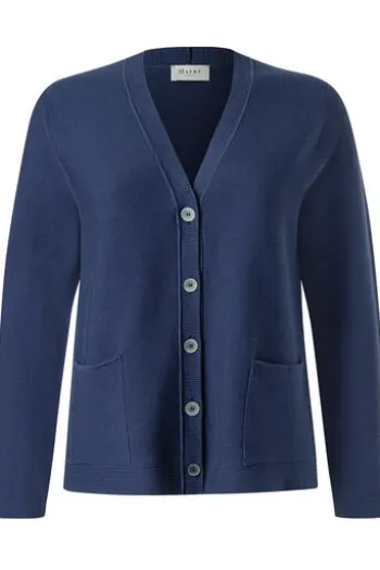 MAERZ Strickjacke midnight sail- blau in Organic-Baumwoll-Qualität