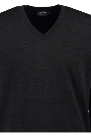 MAERZ V-Ausschnitt Pullover anthrazit extra feine Merinowolle