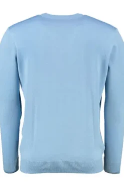 MAERZ V-Ausschnitt Pullover hellblau extra feine Merinowolle
