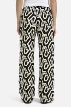 Milano Italy wideleg pants with elastic waist black print
