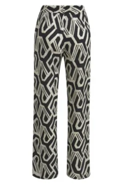 Milano Italy wideleg pants with elastic waist black print