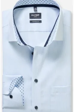 OLYMP Business Hemd Luxor bleu gestreift Modern Fit Langarm